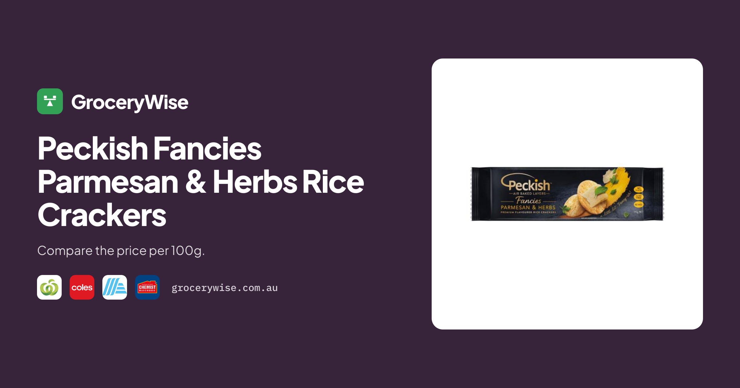 Peckish Fancies Parmesan & Herbs Rice Crackers Prices | GroceryWise