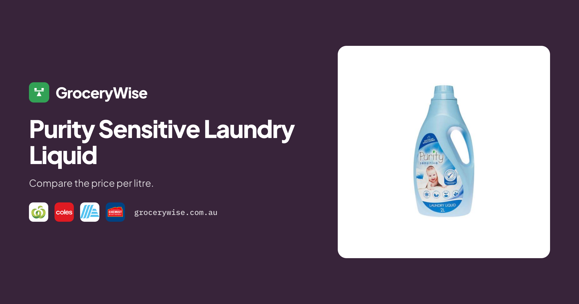 Purity Sensitive Laundry Liquid Price Comparison | GroceryWise